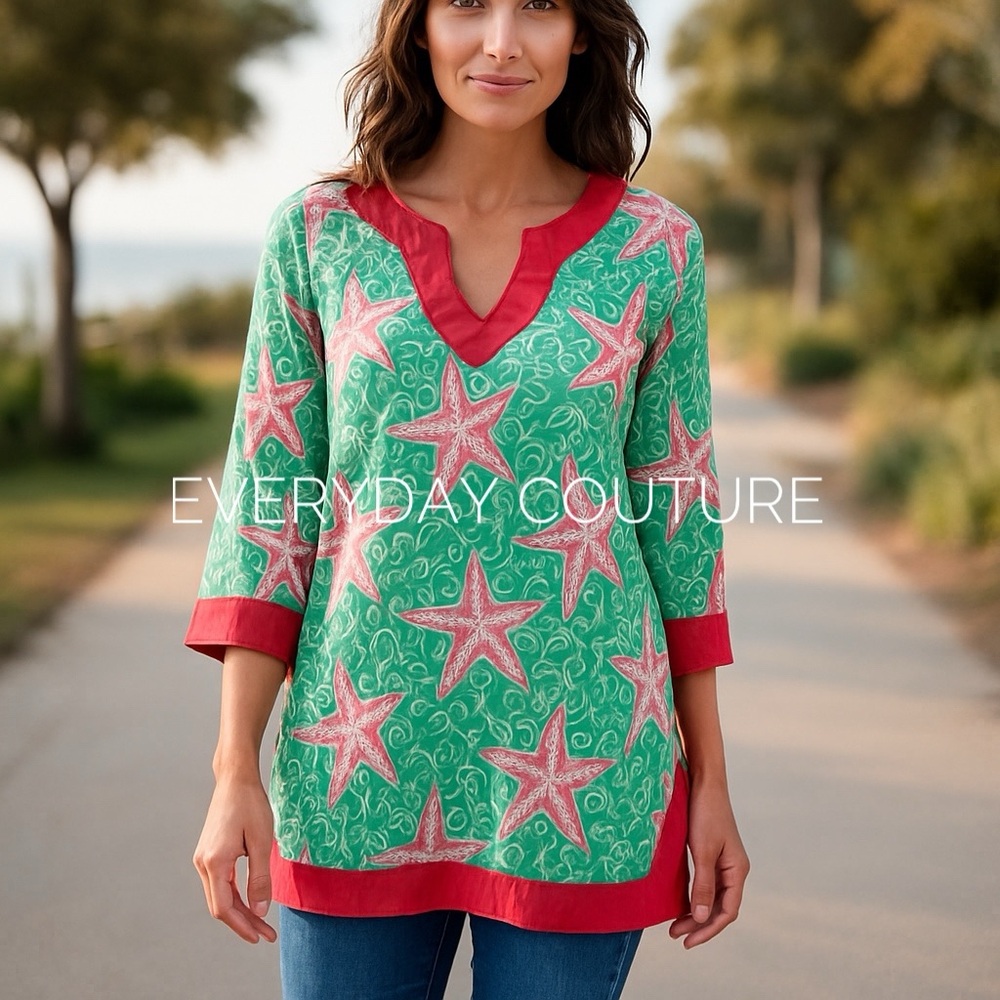 SIMPLY SOUTHERN Tunic Cover Up Starfish Print